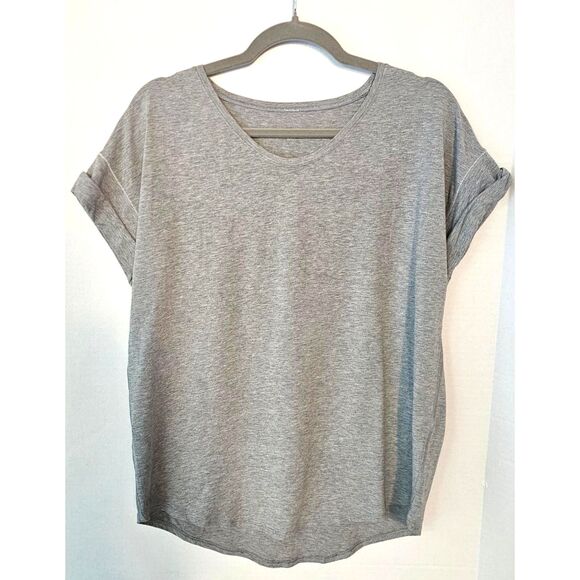 Lululemon Boyfriend Tee Scoop Neck | Rare Discontinued Women’s Large Gray Sz 12 - Picture 1 of 5